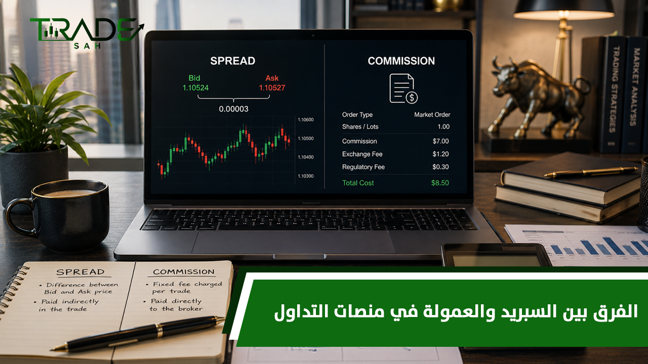 الفرق بين السبريد والعمولة في منصات التداول